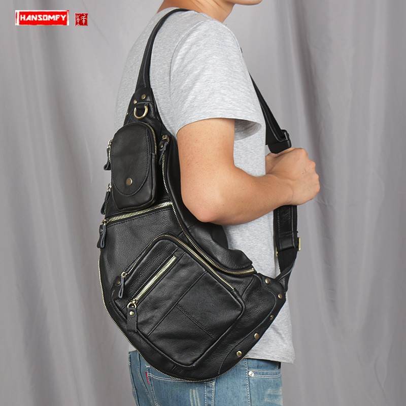 Half Moon Bag Suede - 2026 New Large-capacity Leather Men Chest
