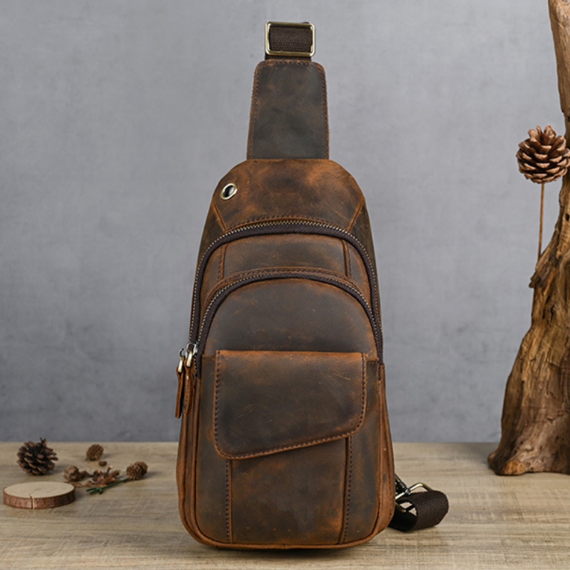 Genuine Leather Backpack - Designer Luxury Multifunction Men Chest Bag