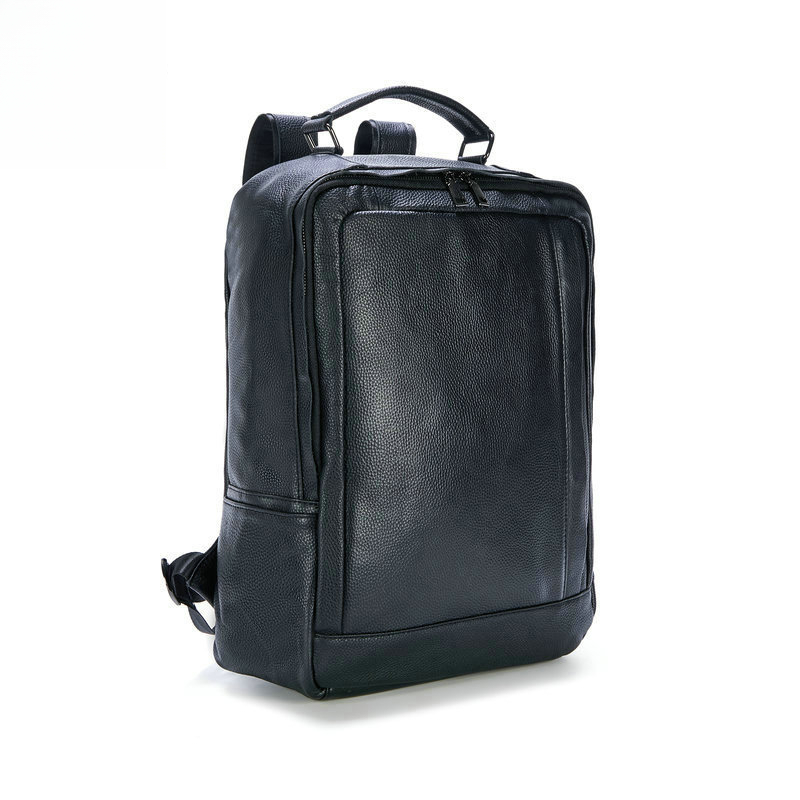 Genuine Leather Backpack - Men's genuine leather double-shoulder backpack casual