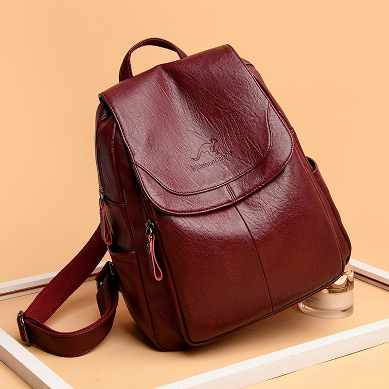 Genuine Leather Backpack - 9 Color Women Soft Leather Backpacks