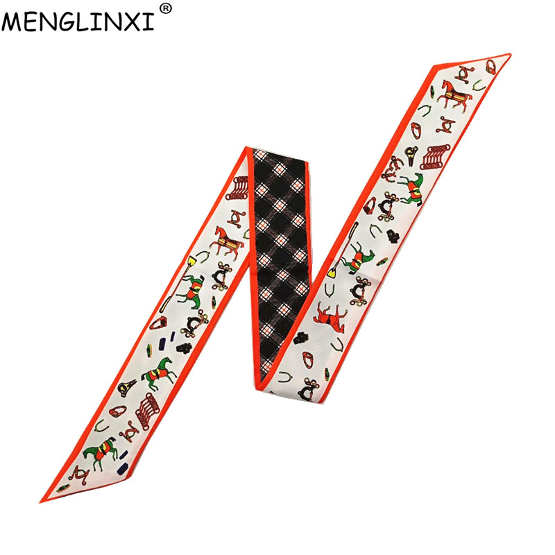 Luxury Bags Brands - Horse Plaid Skinny Scarf Women Bag