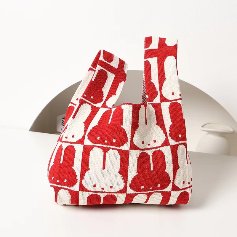 Luxury Bags Luggage - Miffy Red Knit Luxury Tote Bag