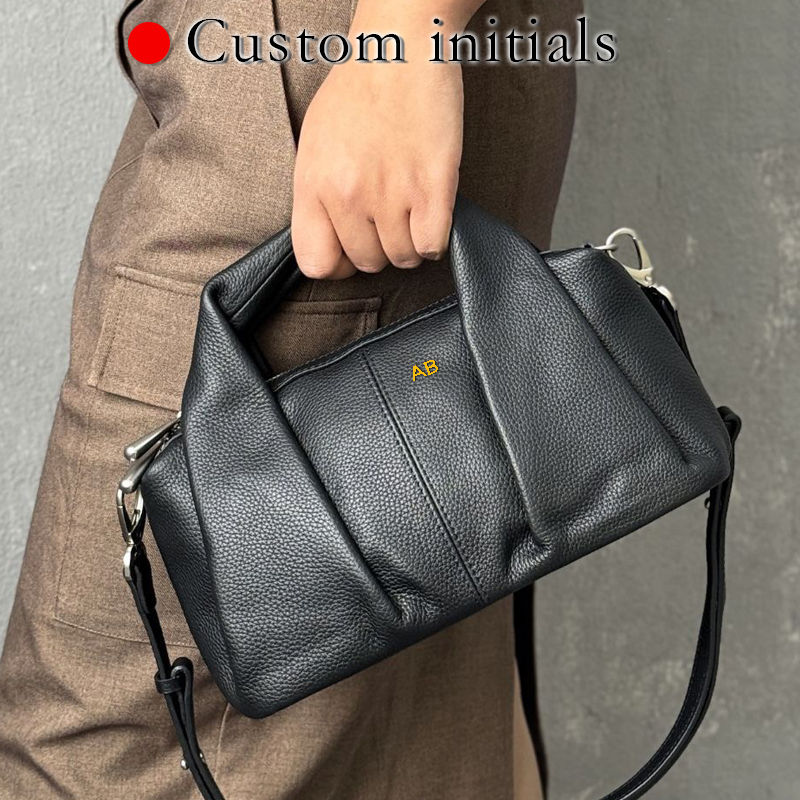 Luxury Bags In Japan - Custom Initials Leather Pillow Bags For