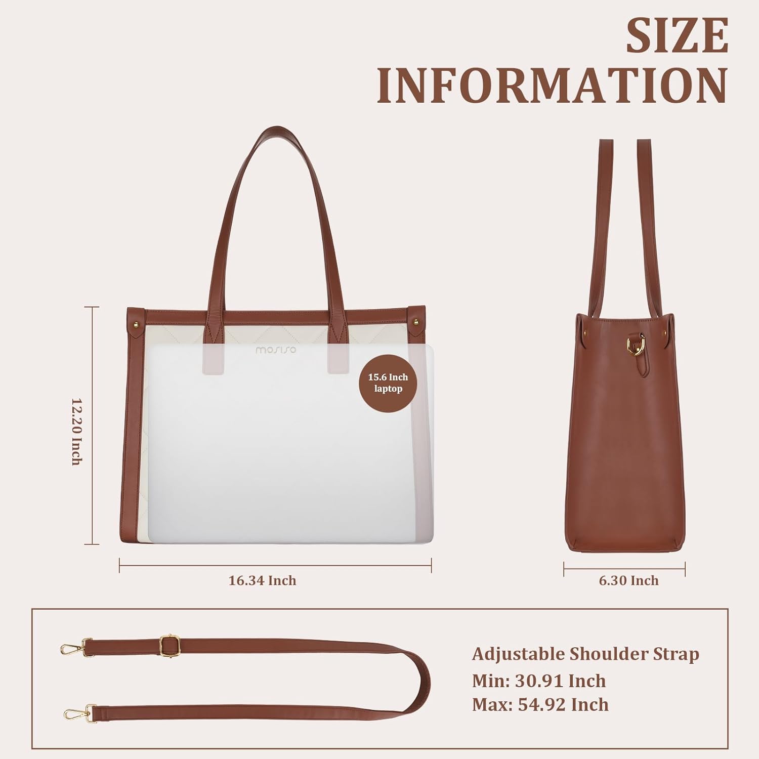 Laptop Bag Leather 15 - Waterproof Laptop Bag for Women 15.6
