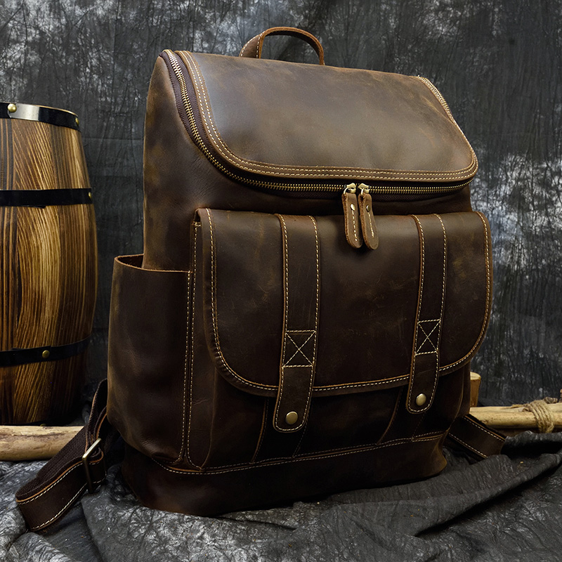 Laptop Bag Leather 15 - Big Capacity Vintage Leather Backpack Laptop