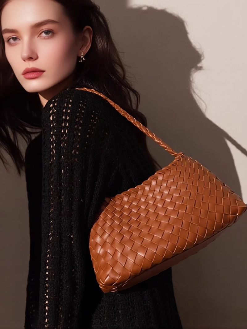 Half Moon Bag Suede - Hand woven popular high-end single shoulder