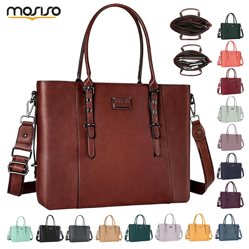 Laptop Bag Leather 15 - PU Leather Laptop Tote Bag for