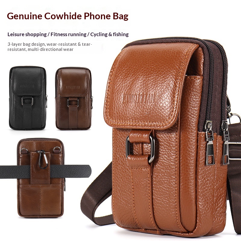 Genuine Leather Backpack - Genuine Leather Men's Phone Belt Pouch
