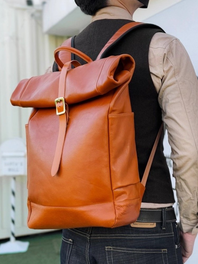 Large Capacity Mens Genuine Le - Genuine Leather Backpack 评论和价格