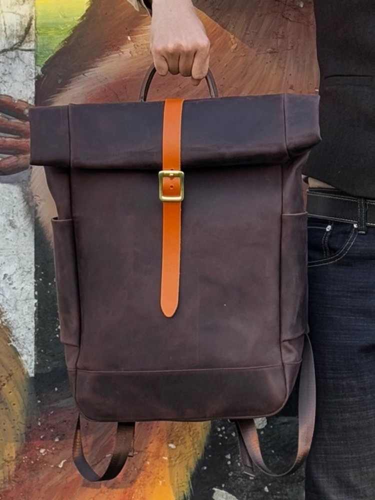 Large Capacity Mens Genuine Le - Genuine Leather Backpack 评论和价格