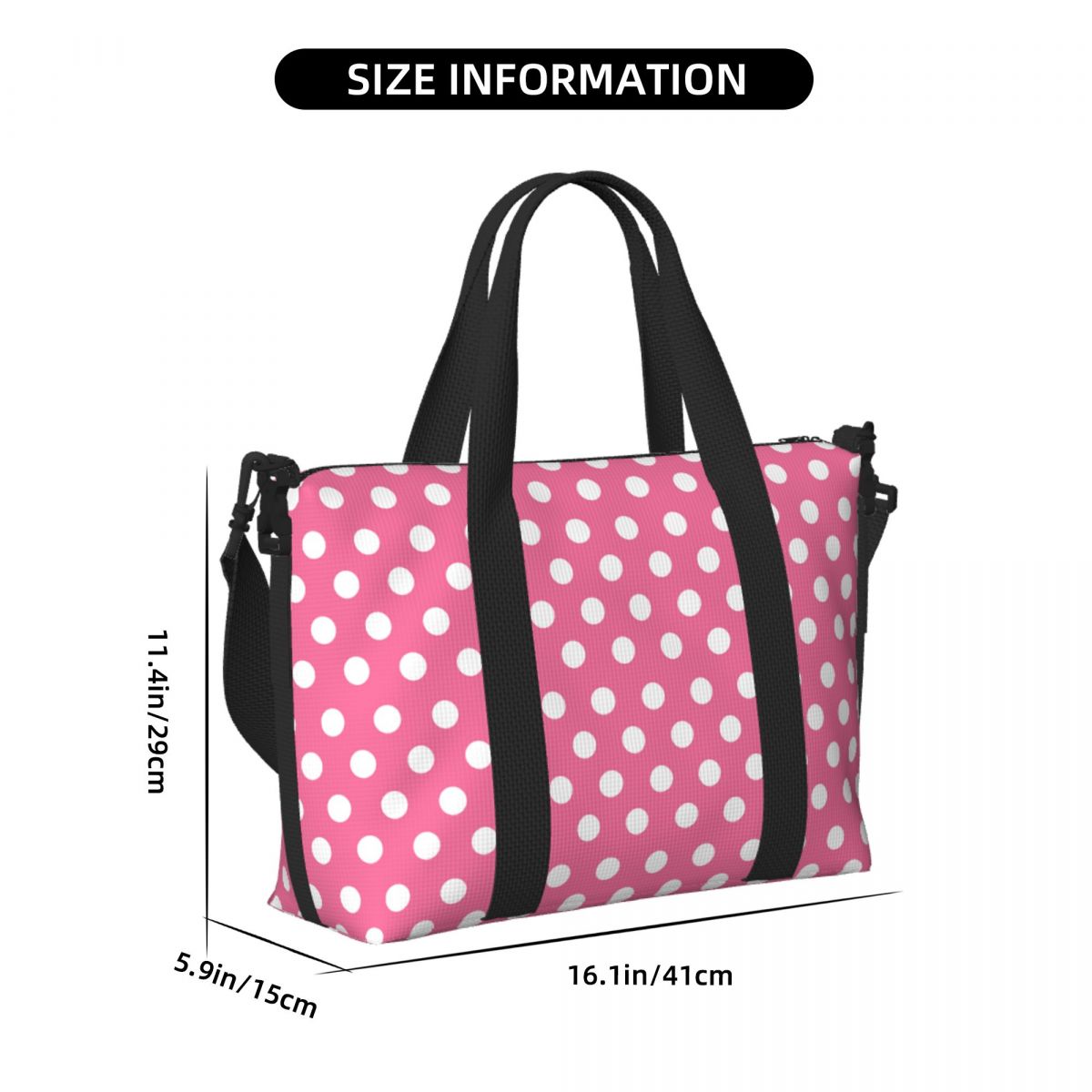 Pink Polka Dots Tote Bag Large - Luxury Bags Luggage 评论和价格