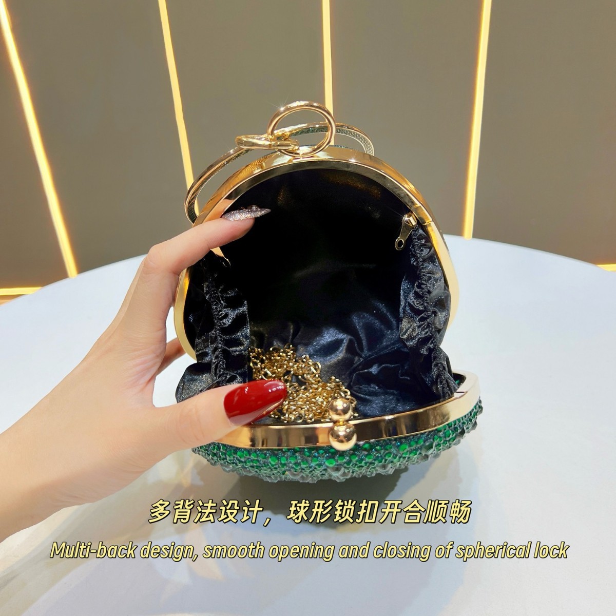 Emerald Green Full Rhinestone  - Luxury Bags Green 评论和价格