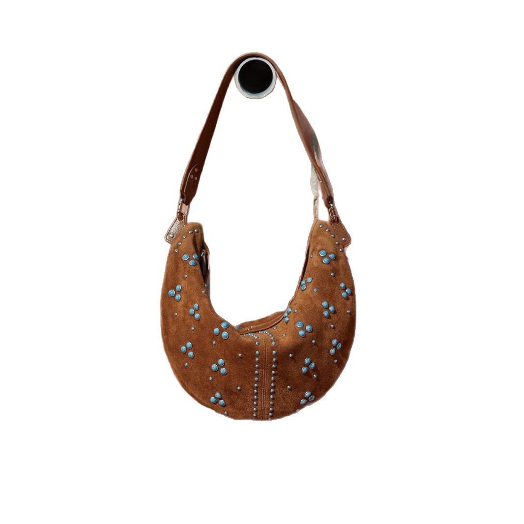 Niche Design Women's Bag Retro - Half Moon Bag Suede 评论和价格