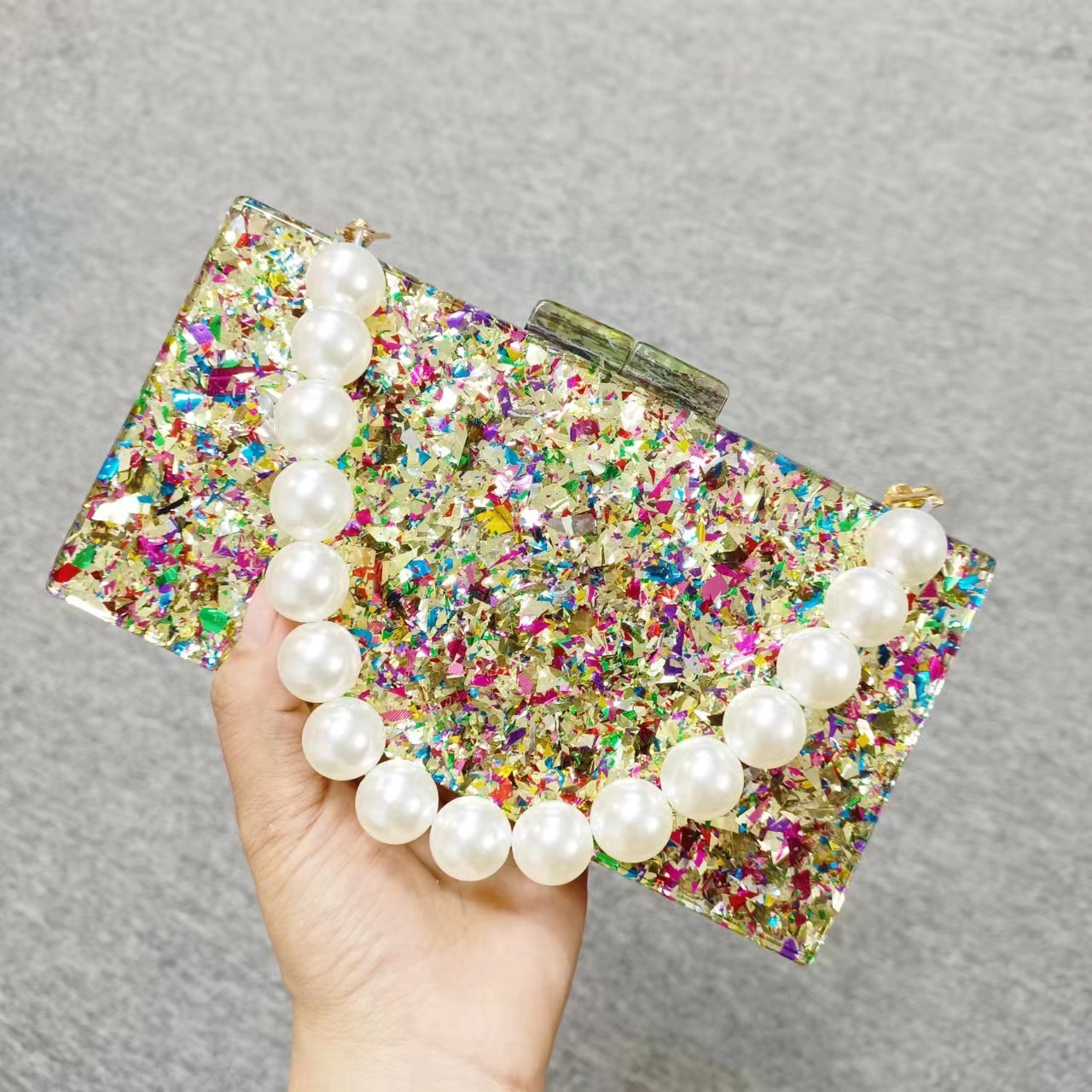 Luxury Acrylic Beaded Clutch B - Luxury Bags Green 评论和价格