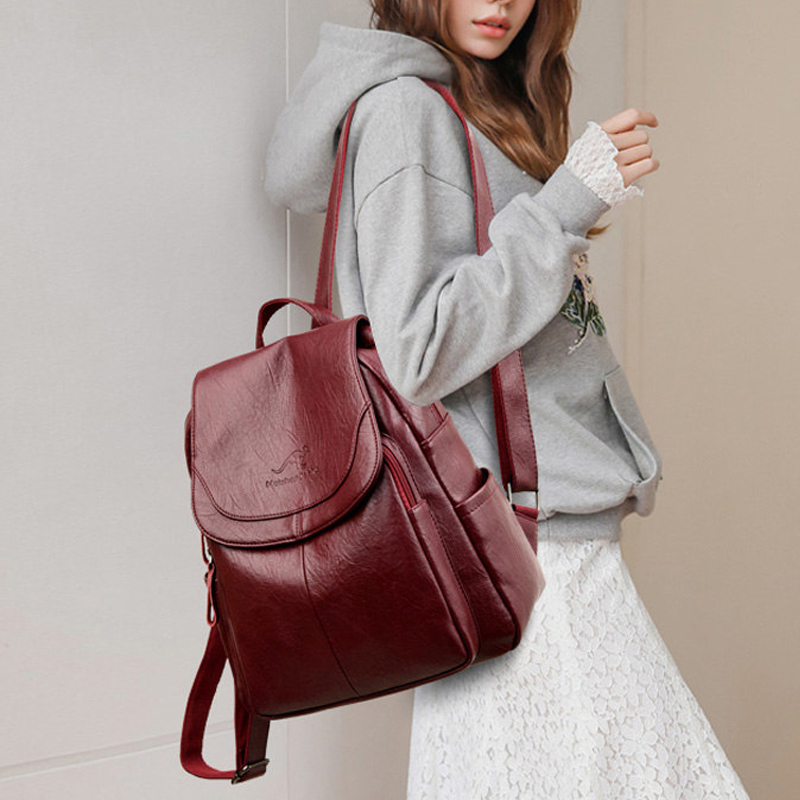 9 Color Women Soft Leather Bac - Genuine Leather Backpack 评论和价格