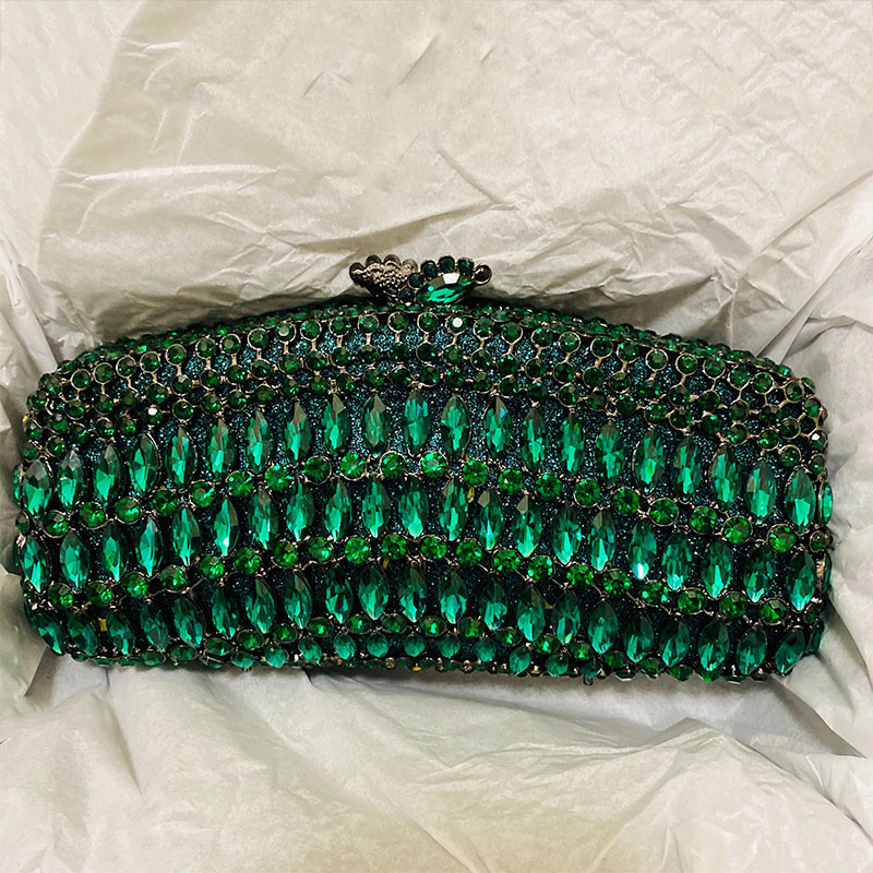 Luxury Green Rhinestone Evenin - Luxury Bags Green 评论和价格