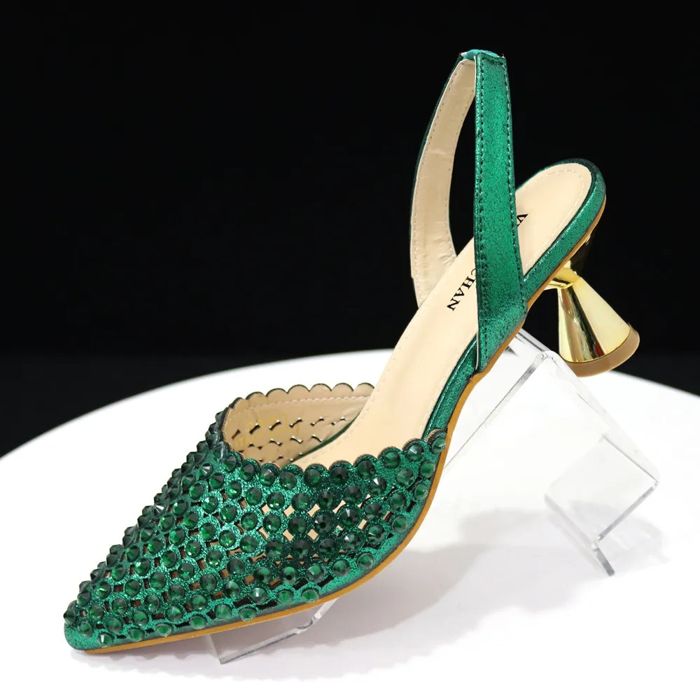 Luxury Green Rhinestone Shoes  - Luxury Bags Green 评论和价格