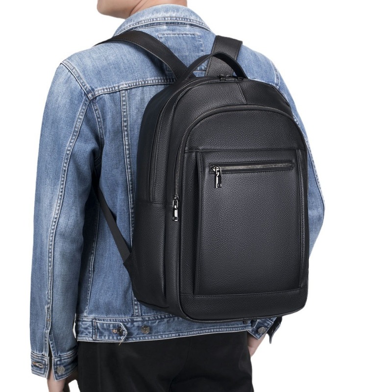 Leather double shoulder male b - Genuine Leather Backpack 评论和价格