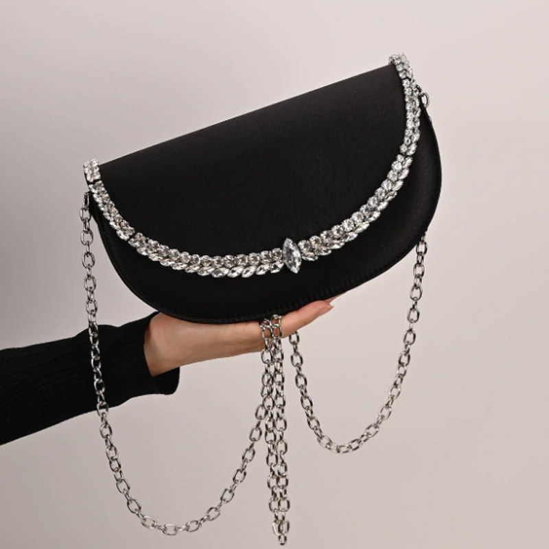 Luxury Sparkling Diamond Asymm - Half Moon Bag Suede 评论和价格