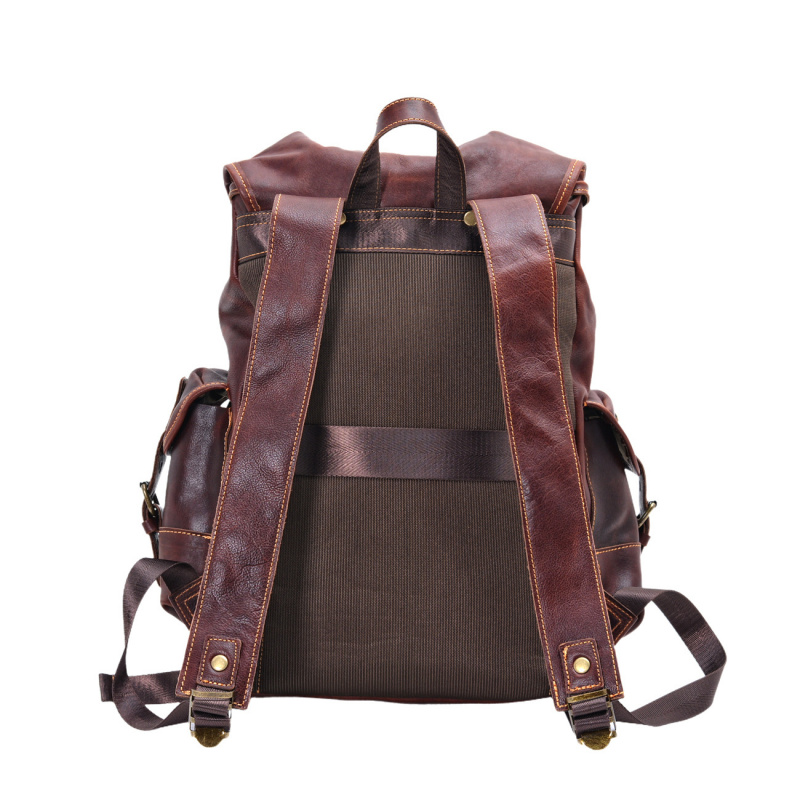 Retro Men's Shoulder Bag Leath - Genuine Leather Backpack 评论和价格