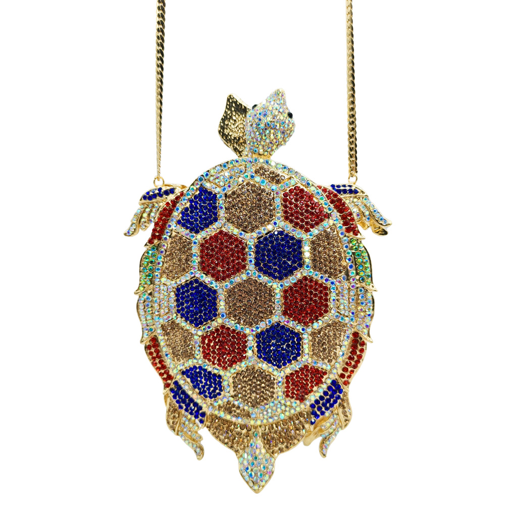Turtle-Shaped Rhinestone Eveni - Luxury Bags Green 评论和价格