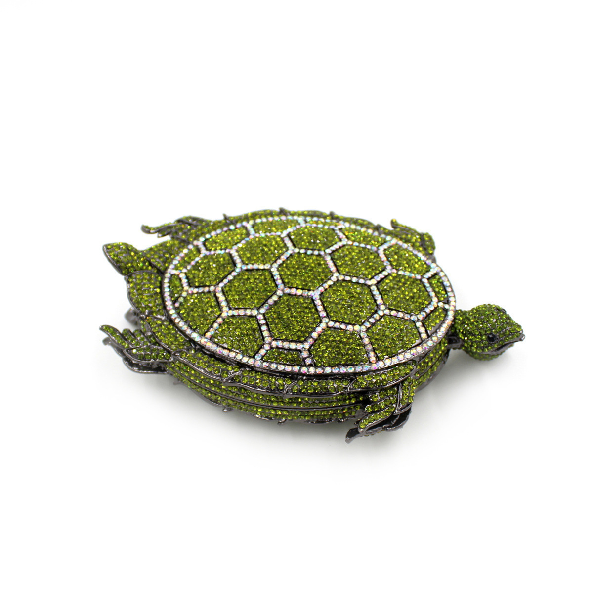 Turtle-Shaped Rhinestone Eveni - Luxury Bags Green 评论和价格