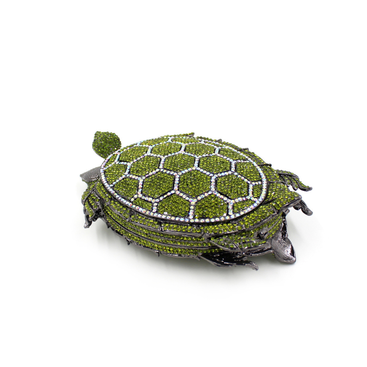 Turtle-Shaped Rhinestone Eveni - Luxury Bags Green 评论和价格